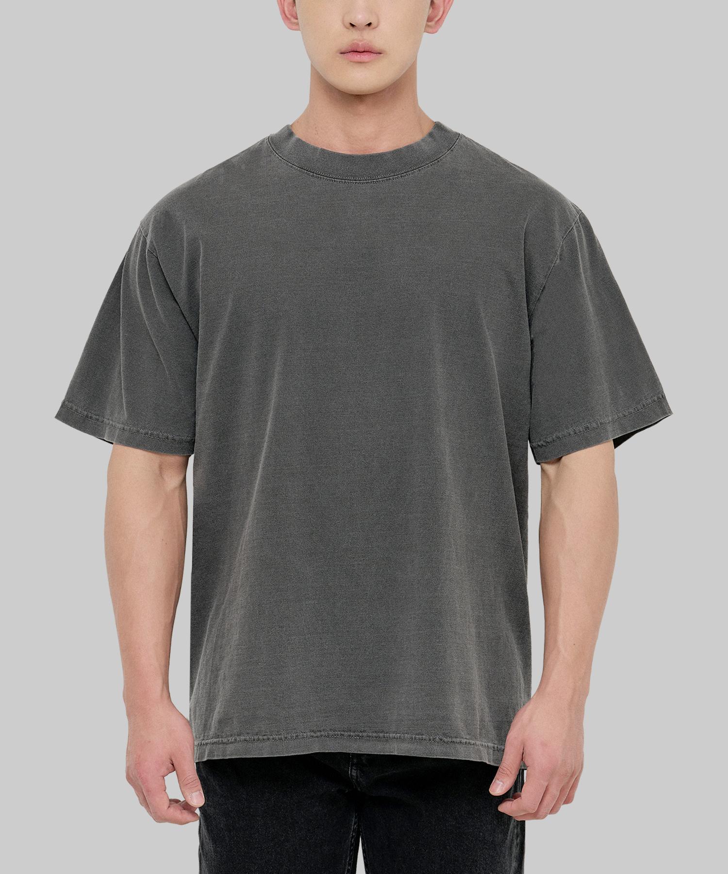 Shakawear 7.5Oz Garment-Dyed Plain Oversized Short Sleeve T-Shirt (13 Colors) (Type A) Mustard/M