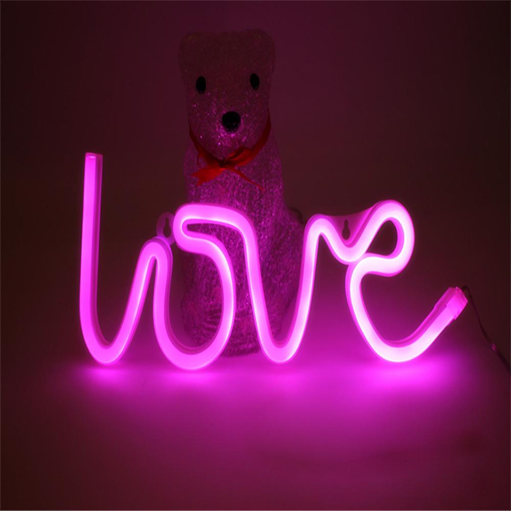 

LOVE Letters Shape LED Light Wall Hanging Neon Light for Festival Party Wedding Decor PinkBattery Package#0