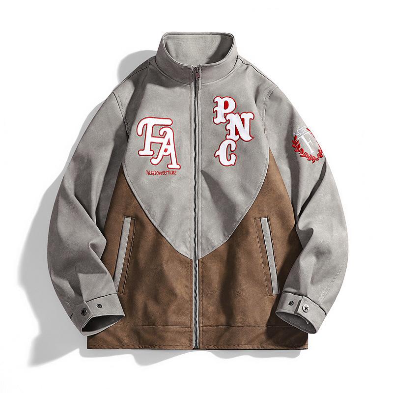 PU Stand-up Collar Jacket Teen Casual Loose Versatile Couple Jacket Leather Jacket