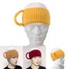 Trendy 3d Beer Cup Knitted Beanie Hat For Winter Warmth In Yellow Wine Red And Khaki