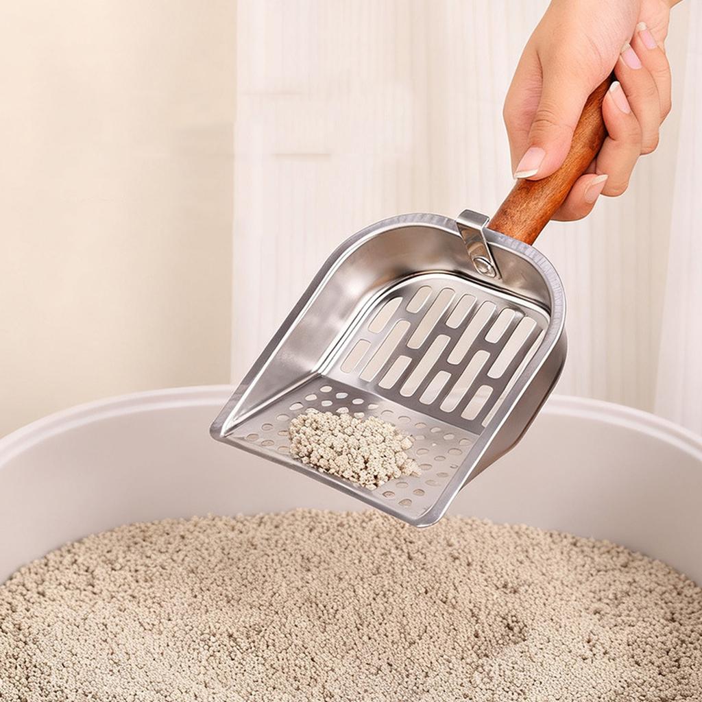 AFOLOREET Litter , Metal Litter Scoop, Pooper with Wooden Handle