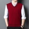 100% Wool V-Neck Knit Sweater Vest - Autumn 2025 Business Casual for Middle-aged Men