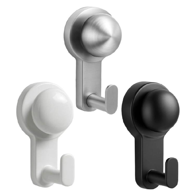 Practical Shower Hook 5kg Load Rustproof Metal Suction Hangers Rusts Resistant Bathroom Hook For Tile Walls