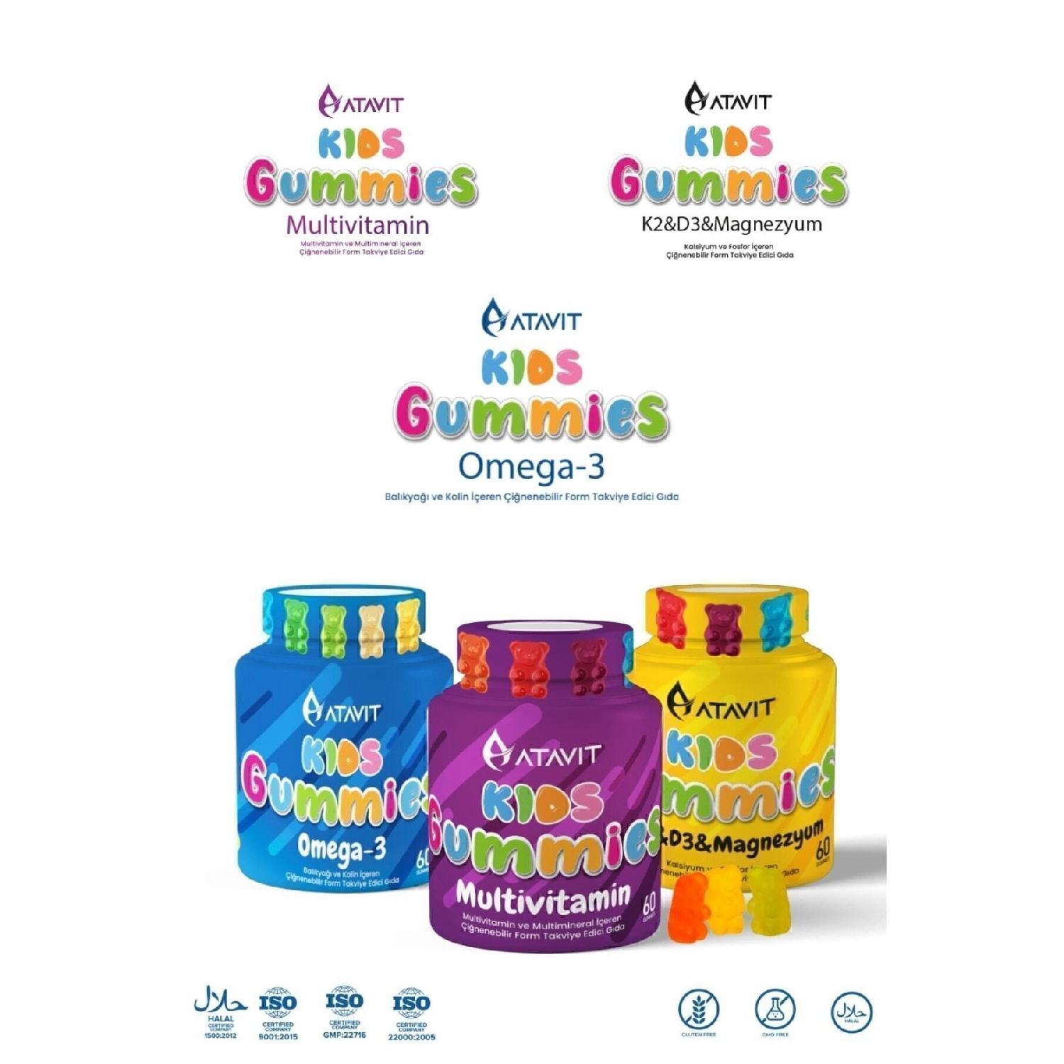 

Omega 3, D3 K2, Magnesium Multivitamin Super 3 L Gummes Kids