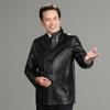Middle-aged and elderly men's clothing Chinese ethnic style Tang suit embroidered disc buckle men's leather jacket dad grandfather clothing