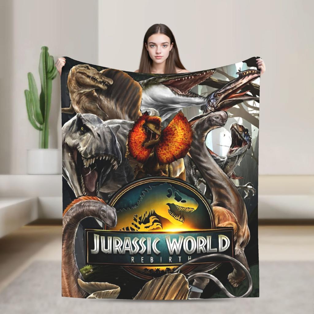 Jurassic Rebirth Spinosaurus Attack Världsplädar Dinosaurie Fleece Rolig Varm Pläd för Sängöverkast Höst/Vinter Utomhus