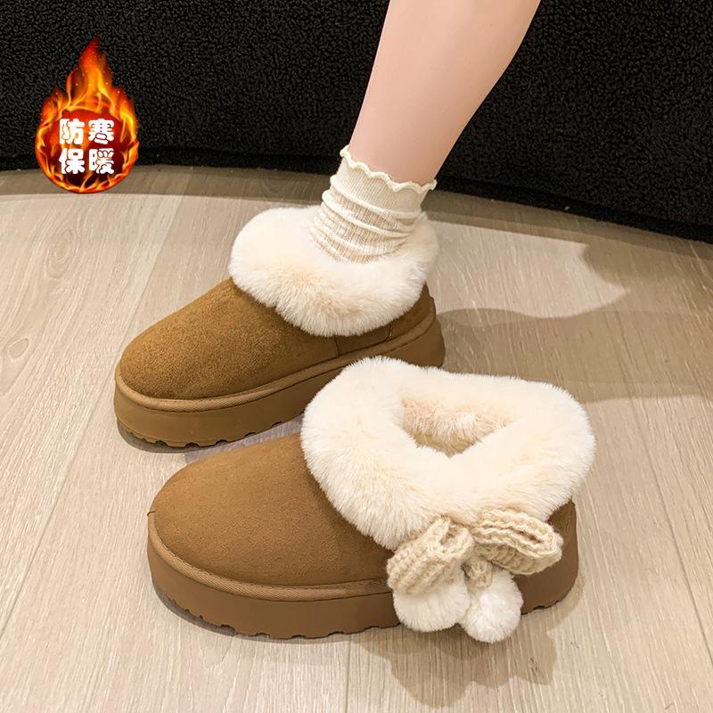 

Европейская и американская внешняя торговля зима новые женские однотонные с бантом повседневные на толстой подошве снежные хлопковые ботинки плюшевые теплые хлопковые ботинки 40 коричневый
