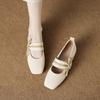 Fashion Women Pumps Mary Jane Flat Women Shoes 2025 Spring PU Leather Square Toe Shallow Bow Non Slip Dress Fashion Elegant Single Shoes