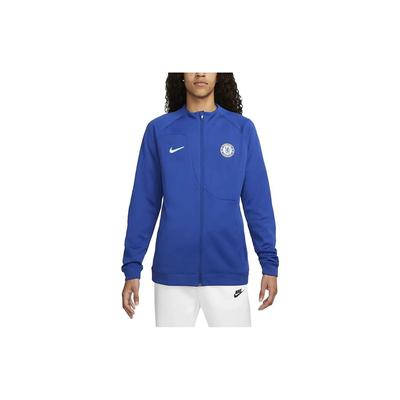 Chelsea Team Logo Print Fußball Trainings Zip Langarm Trikot Herren Trikot Blau DM2906-495