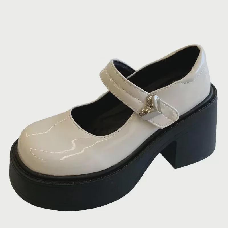 Mary Janes mit Plateauabsatz aus schwarzem Leder für Damen im Frühjahr 2024