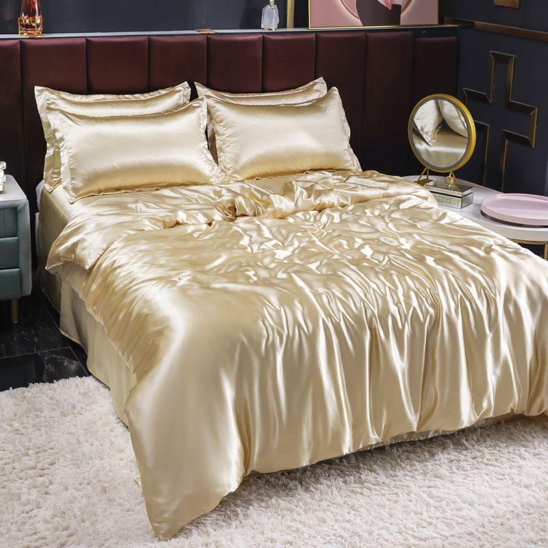 Bedding Set Solid Color Luxury Bedding Kit Rayon Satin Duvet Cover Set Twin Queen King Size Bed Set 3pcs/4pcs Home Textile