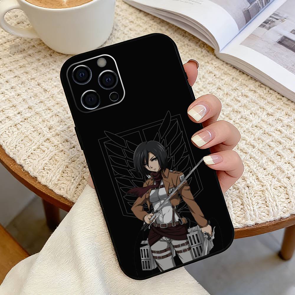 Hot Anime A-Attack On-n Titan Mikasa Phone Case For iPhone 17, 16,15,14,13,12,11 Plus,Pro Max, Others Soft Black Cover