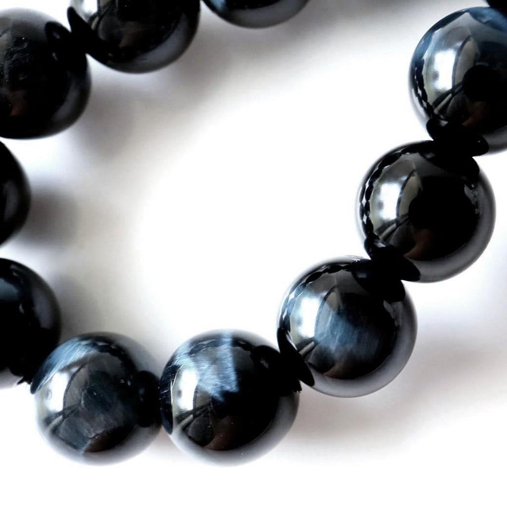 Blue Tiger Eye Bracelet 8mm Eye Blue Tiger Eye Power Stone Inner Circumference 19cm [GOLD STONE] Cat's Approx.