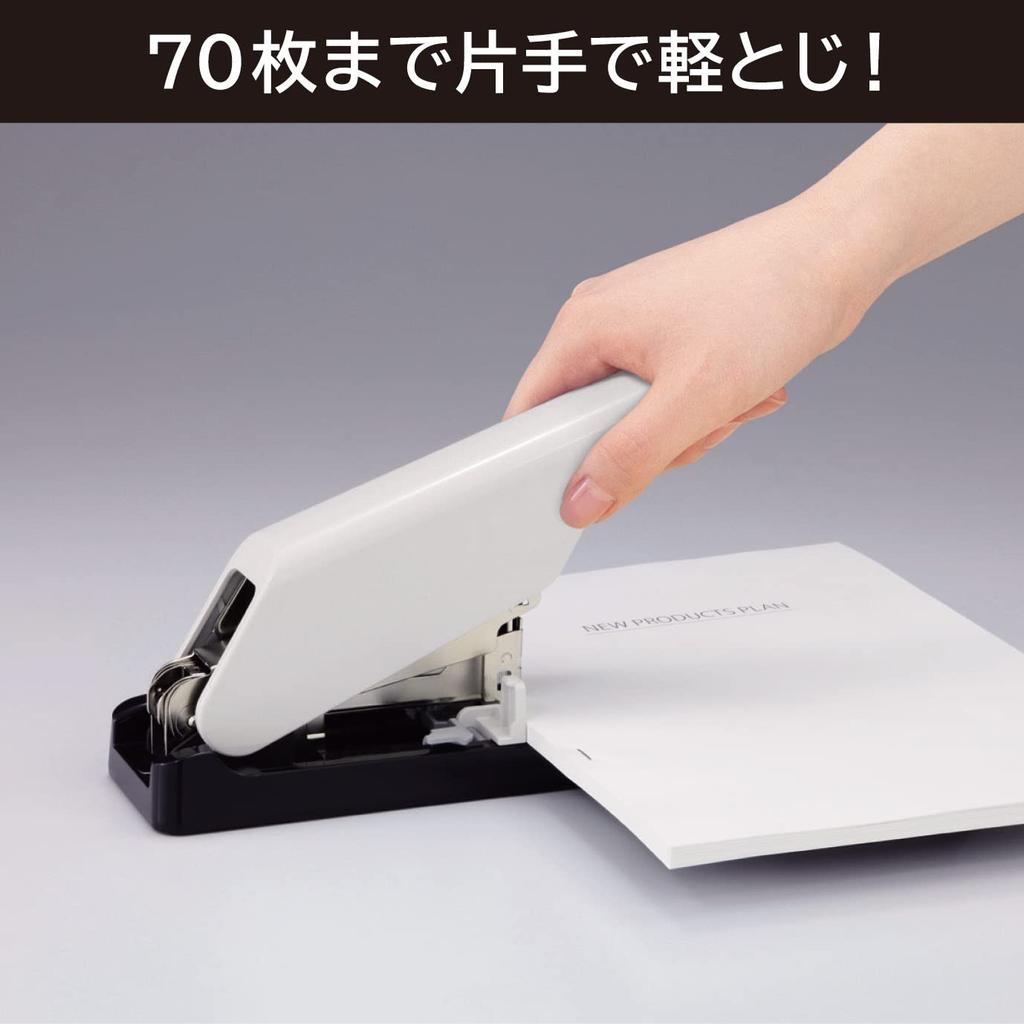 Max Desktop Stapler, White, Holds up to 75 Sheets, HD-3DEL