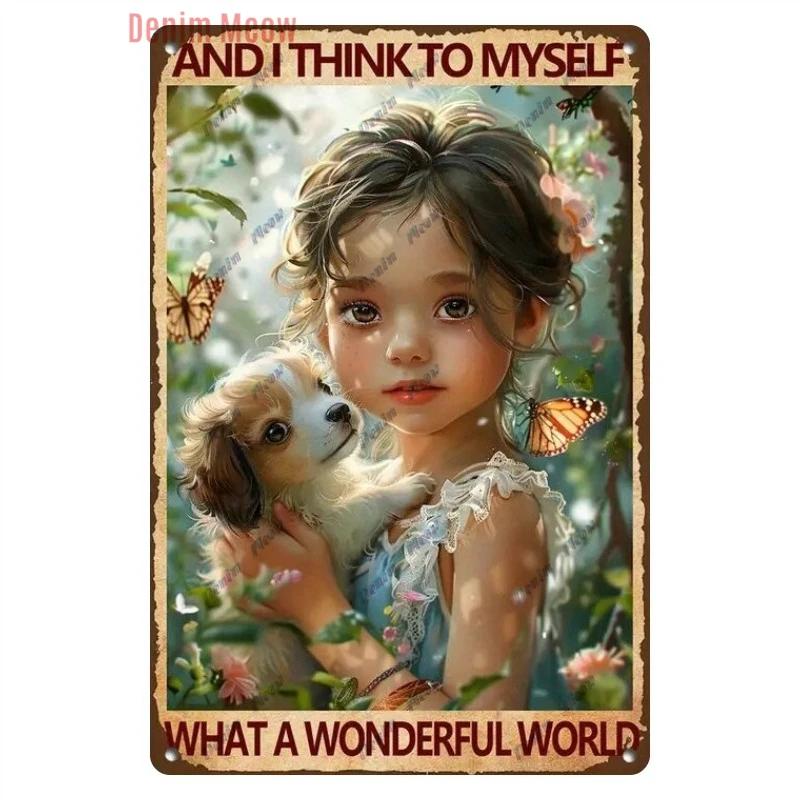 Vintage Merry Christmas Metal Tin Sign, Retro What A Wonderful World Girl, Wall Poster Jingling Bell, Home Decoration, WY297