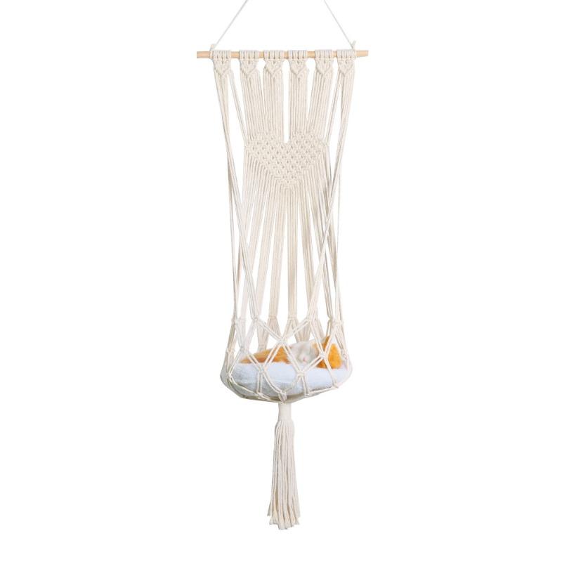 1pcs Handwoven Animal Hanging Net Bag Home Suspended Pet Cat Bed Macrame Hanging Pet Hammock for Cat Rest