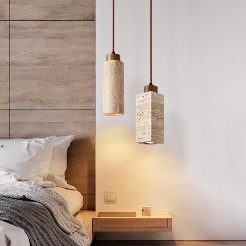 Small Pendant Lamp LED Retro Yellow Hole Stone Bedside Bedroom Dining Room Lighting Hanging Lamp Pendant Light