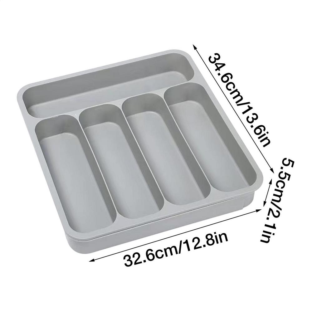 Utensil Drawer Organizer 6-Compartment Non-Slip Storage Tray Kitchen Drawer Organizers For Utensils For Silverware Cutlery серый
