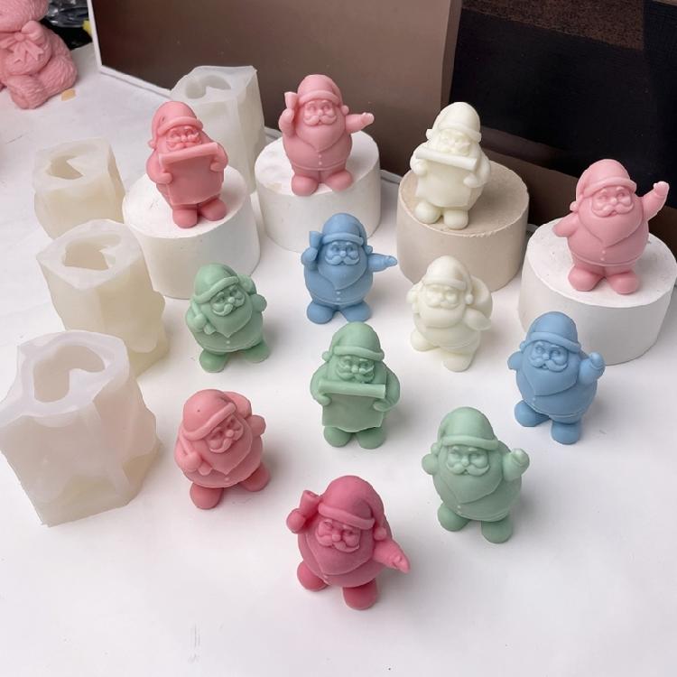 Christmas Santa Silicone Candle Mould Reusable Sturdy Crafting Tool for Holiday Decorations and Baking Supplies