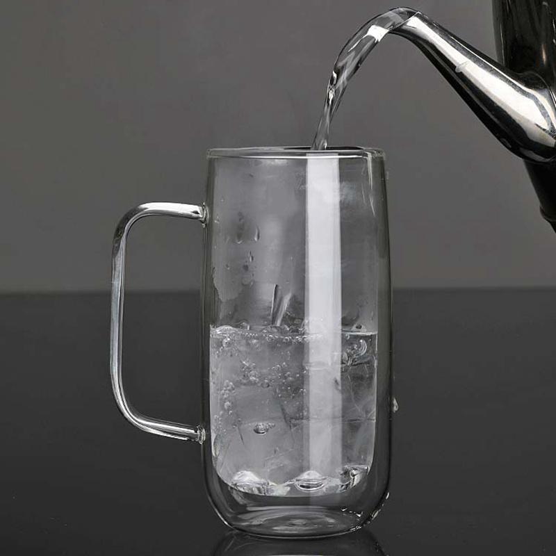 400ML Double Wall Glass Mug Ice Cola Glasses Coffee Mugs Beer Whiskey Tumbler Juice Cup Drinking Glasses
