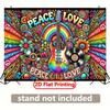 2D Peace Love Hippie Guitar Backdrop Party Photo Background Cloth