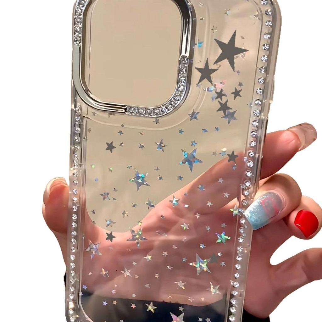 Laser Star Sparkling Diamond Case for Apple 17PROMAX Couple Light Luxury Anti Drop Internet Celebrity Inlaid Diamond Phone Case