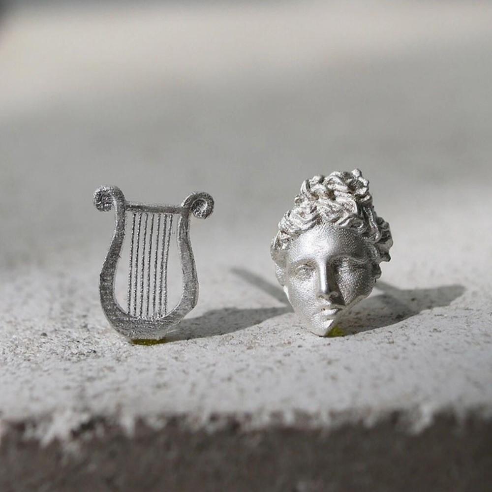 Retro Artistic Geometric Earrings Gothic Mask Asymmetrica Apollo Lyre Earrings Date Night