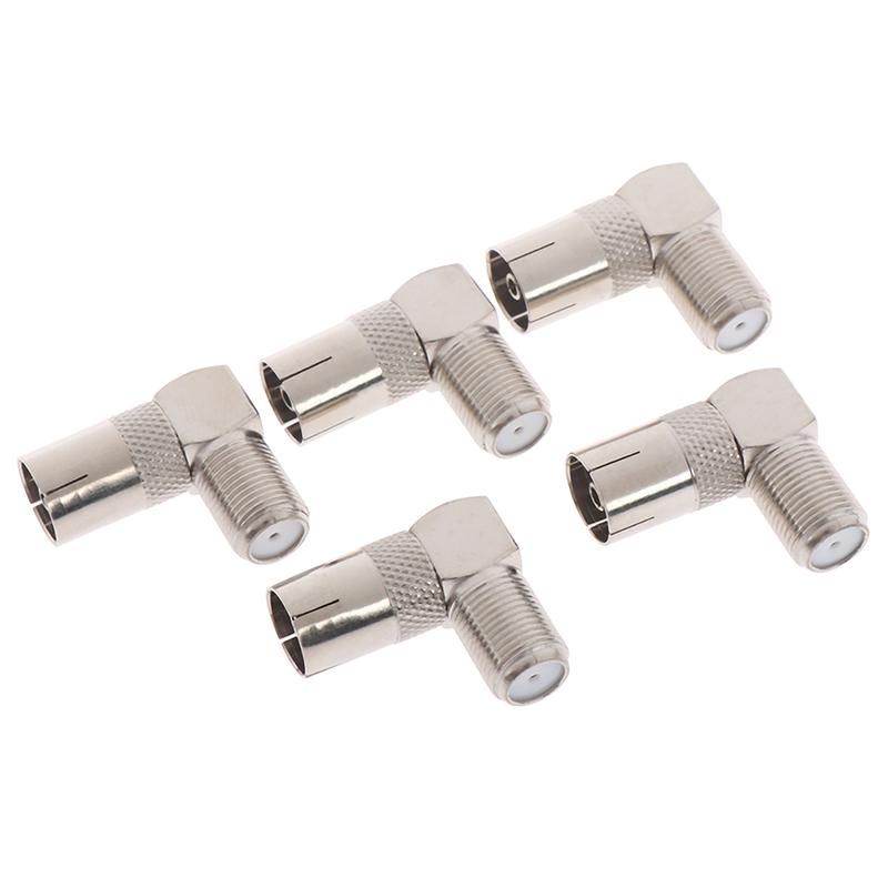 5 Τεμάχια Ομοαξονικός RF 90 Γωνιακός Συνδετήρας Κεραίας Τηλεόρασης F Θηλυκό σε Αρσενικό Βύσμα Τηλεόρασης