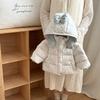Baby Girls Winter Down Coat Long Sleeve Hooded Puffer Jacket Toddlers 1-3 Years A-Class Safety Soft Warm Outerwear