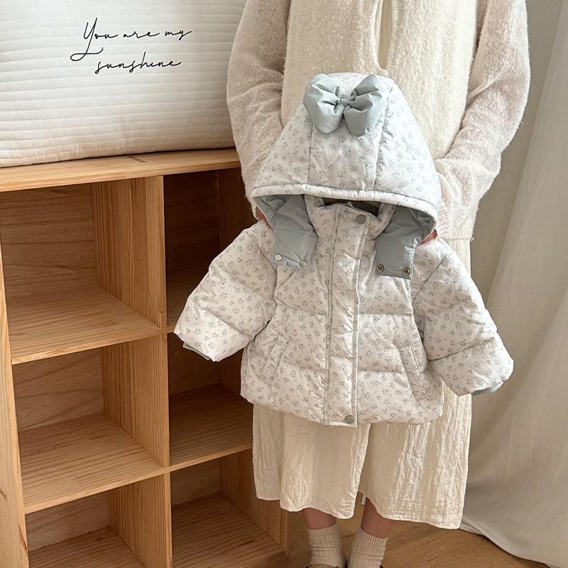 Baby Girls Winter Down Coat Long Sleeve Hooded Puffer Jacket Toddlers 1-3 Years A-Class Safety Soft Warm Outerwear