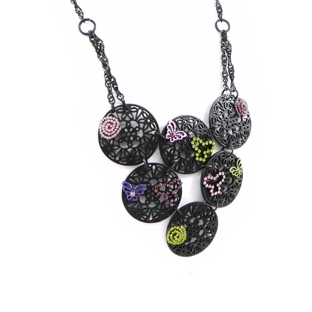 NOA [H9116] - Designer Necklace 'Carmen' Green Pink