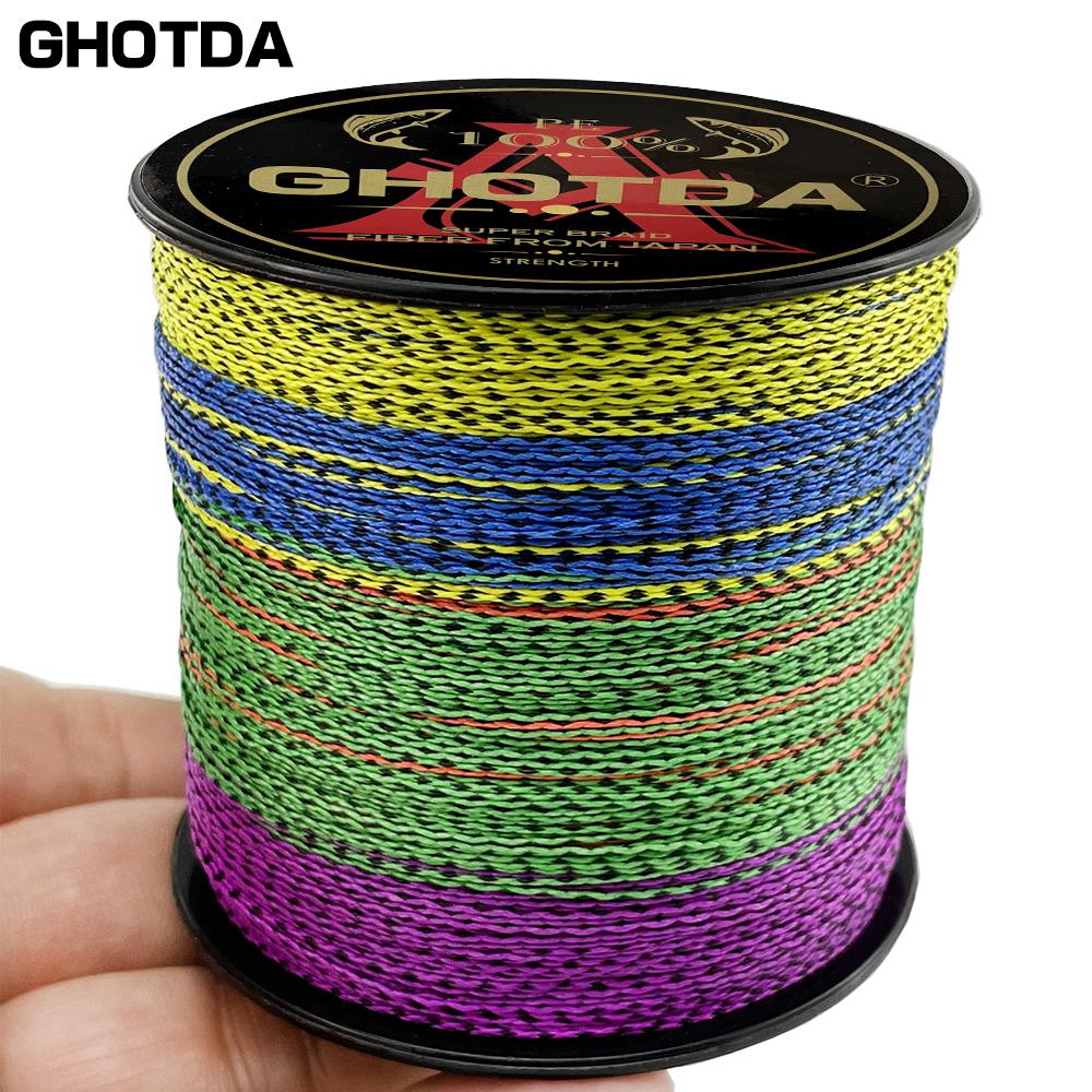 

GHOTDA 4 нити, сверхпрочная леска из полиэтилена, 300 м, мультифиламентная плетеная леска, аксессуары для ловли карпа 12lb разноцветный