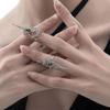Set of 2 Unique Hollow Finger Tip Bone Rings Fashion Joint Open Ring Comfortable Holllow Rhinestones Rings Accessories