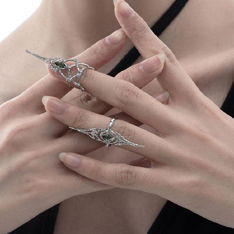 Set of 2 Unique Hollow Finger Tip Bone Rings Fashion Joint Open Ring Comfortable Holllow Rhinestones Rings Accessories