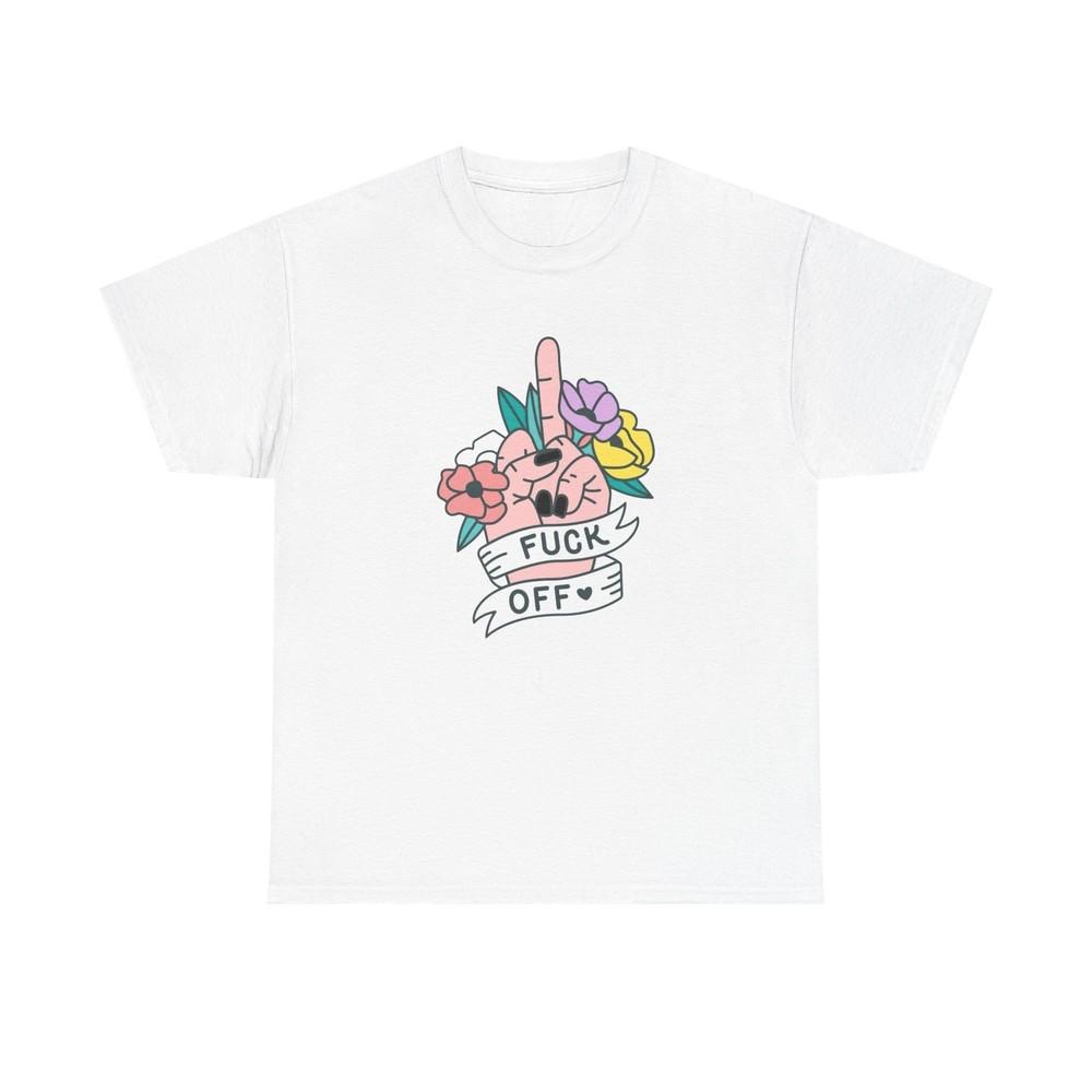 Flowers Middle Finger T Shirt Graphic Unisex Heavy Cotton Tee NEW GIFT Unisex T-Shirt S