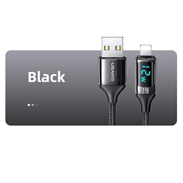 Usams Kabel Pleciony U78 Lightning 1.2Mled 2.4A Fast Charging Czarny/Black Sj543Usb01 (Us-Sj543)