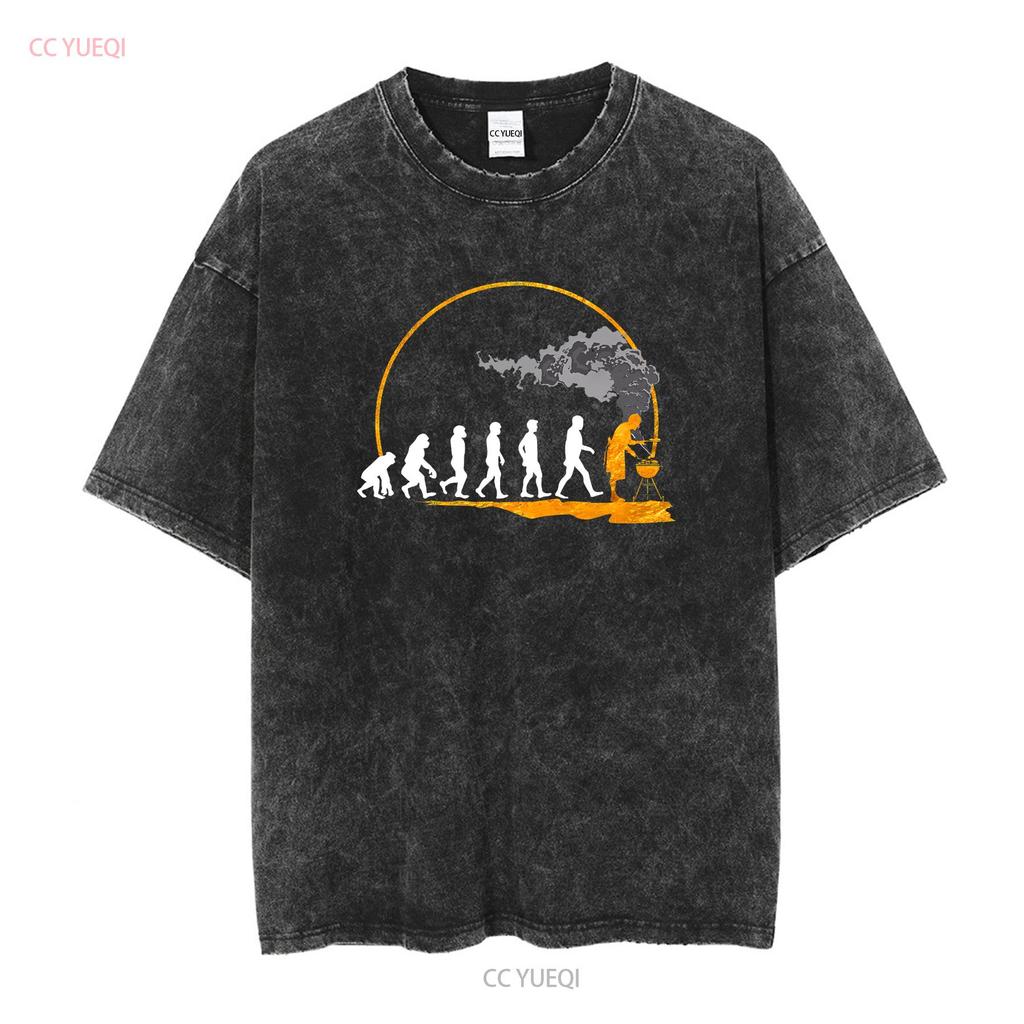 NEW LIMITED Mens Grilling Evolution Of The Grill Smoker T Shirt S 3XL vintage Washed graphic Casual fashion Unisex Comfortable
