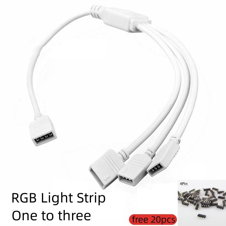 RGB LED Strip Light Link lines Solder-Free Connecting Cable 4pin One Drag Multi-Head Tap Wire Split Two/Three/Four White Cable