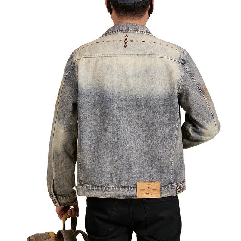 Retro Wash Denim Jacket for Men's New Workwear Casual American Heavy Jacket