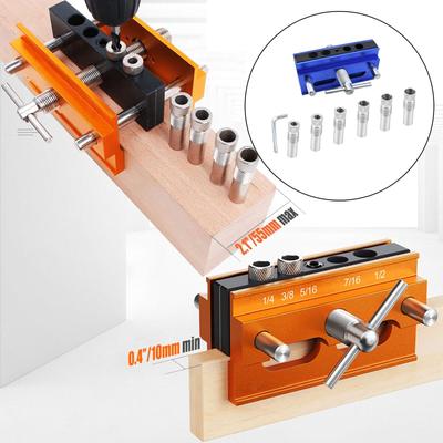 Self Centering Doweling Jig Kit Drill Jig For Straight Holes Biscuit Joiner Set With 6 Drill Guide Bushings Adjustable