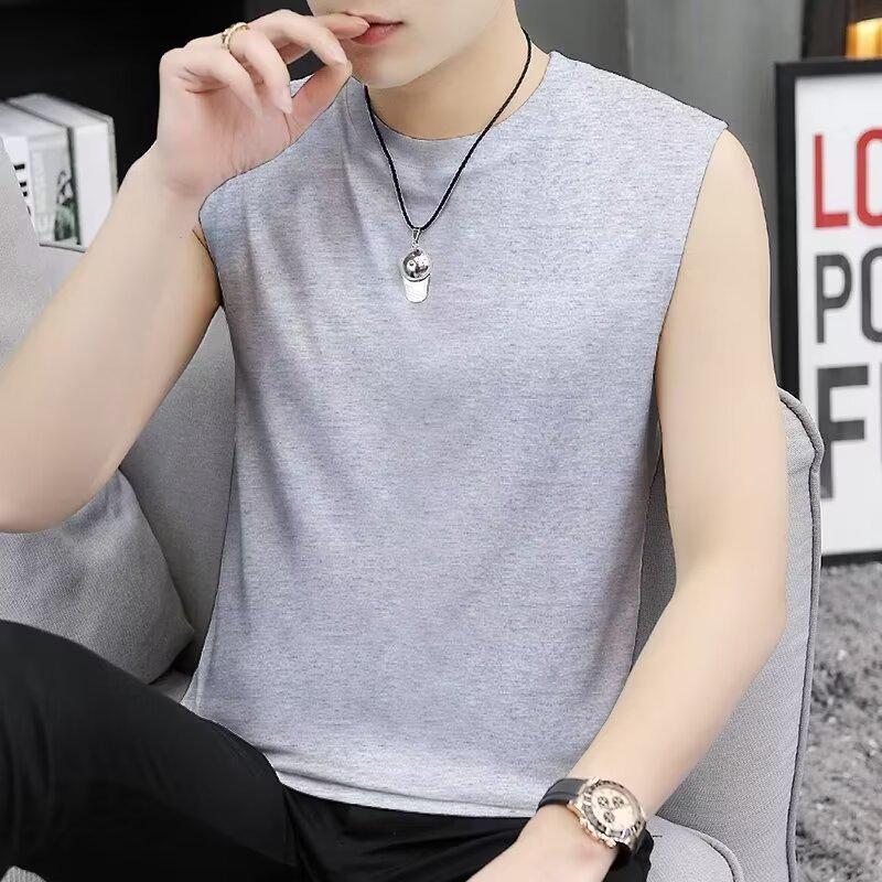 Herren Einfarbiges Ärmelloses Weste - Trendiges Breitärmeliges Fitness-Shirt