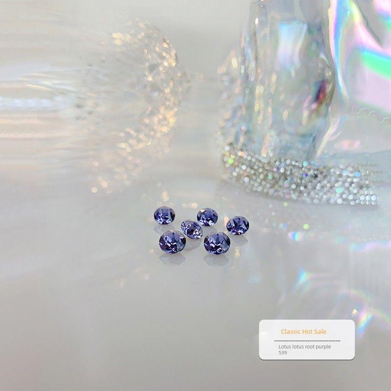 

6mm Zircon Flats Screw Medical Titanium Steel Ear Studs 12# coupling Lotus purple S12