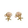 Cross-Border Glazed Starfish & Shell Pearl Stud Earrings - Light Luxury Beach Jewelry