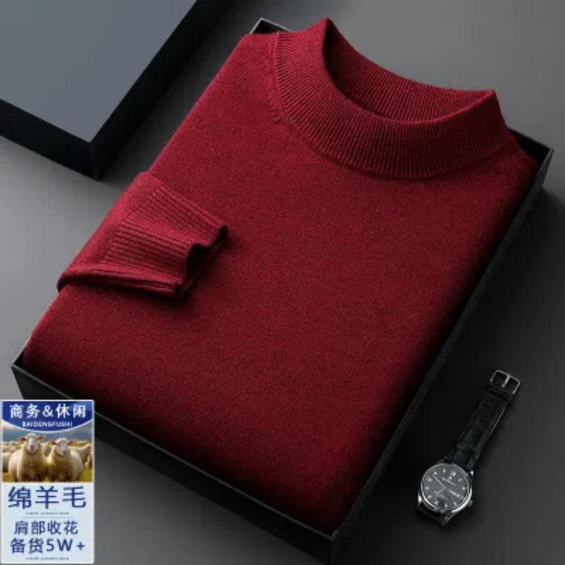 Смарт Кежуал Осінньо-Зимові Светри Нові Чоловічі Однотонні З Високим Коміром Простота Мода Бізнес З Довгим Рукавом Вільні Пуловери В'язаний Топ