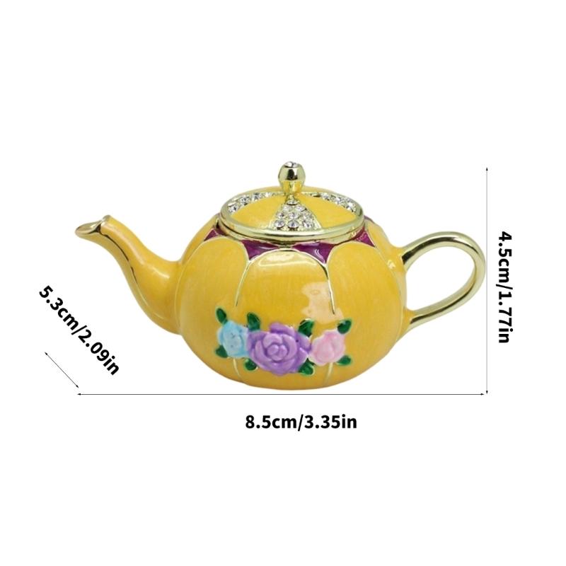 Elegant Cloisonnes Teapot Jewelry Box Alloy Ornament With Colorful Enamel For Wedding Gift Home Decoration