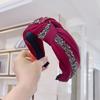 PROLY New Fashion Women's Hair Accessories Wide Side Shining Rhinestone Hairband Center Knot Headband