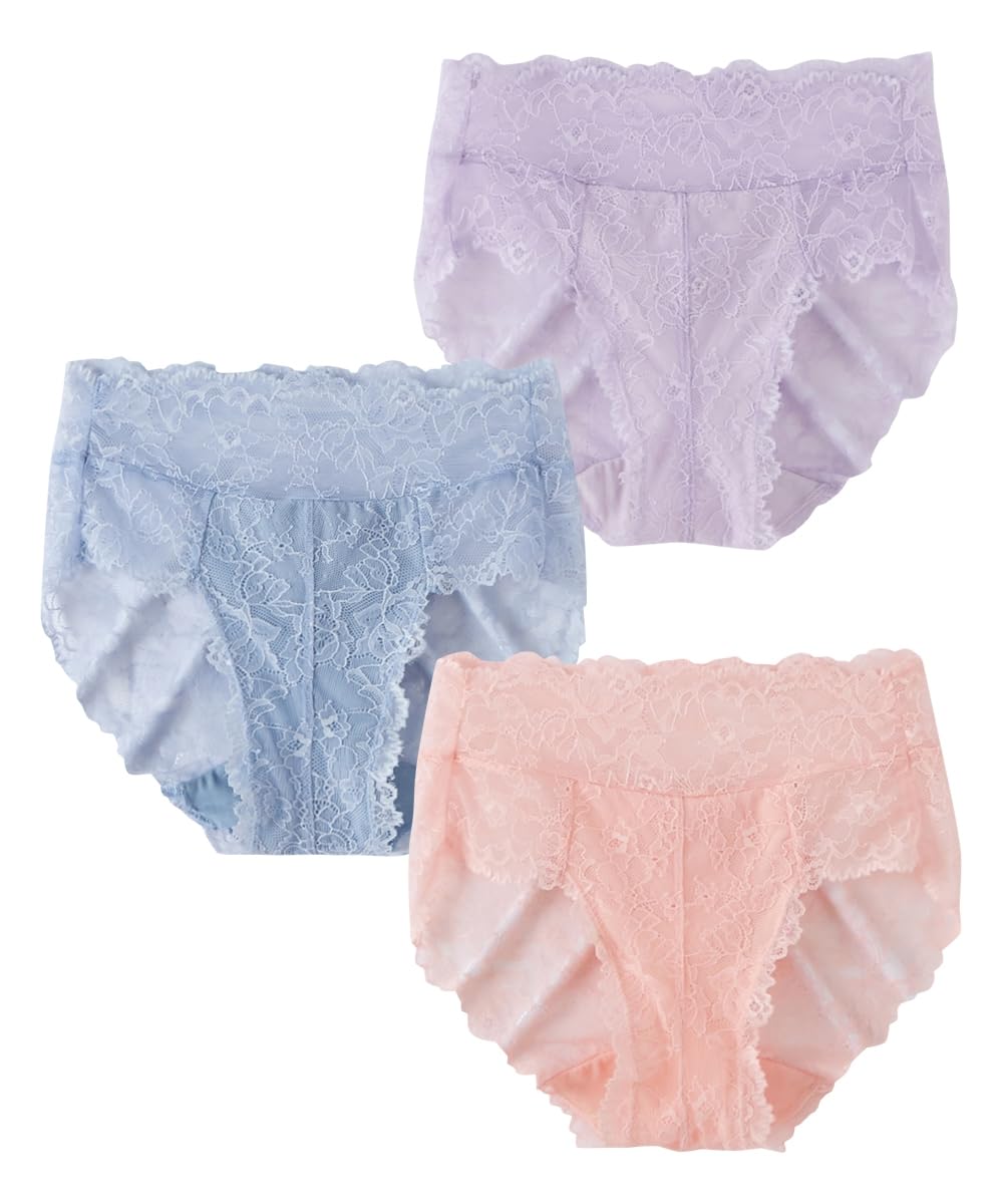 

Nissen Regular Full Lace Peach and 10L Women s Shorts, Panties, 3-Pack, Pink, Lavender, Blue,