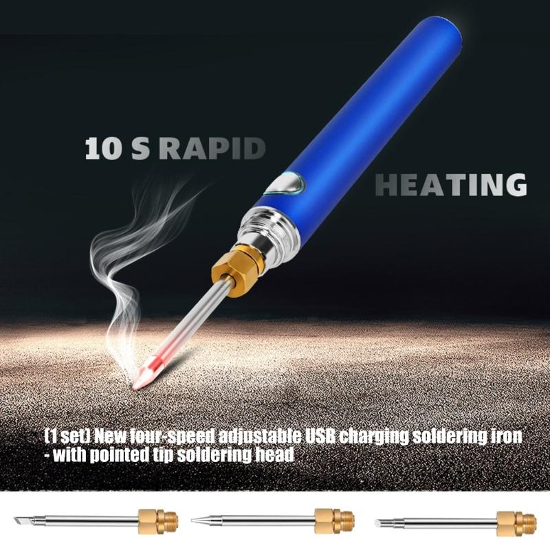 Comfortable Wooden Handle Soldering Iron Featuring Four Gear Temperature Control USB Charging Rapid Heating Lightweight Design