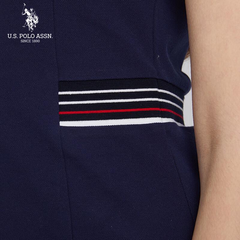 U.S. Polo Assn. Vestido polo de rayas de colorblock para mujer