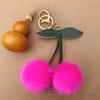 Cherry Faux Mink Fur Keychain: Cute Cherry Plush Ball Bag Charm & Birthday Gift